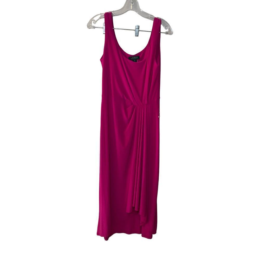 RALPH LAUREN SZ 8 Pink Sleeveless Scoop‎ Neck Stretchable Fuschia Maxi Dress NWT